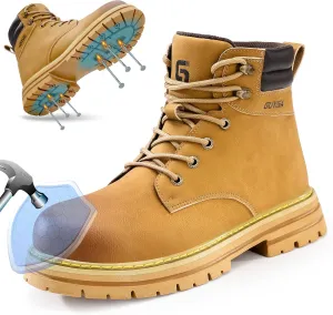 Steel Toe Shoes for Men Lightweight Work Boots for Men Comfortable Steel Toe Boots Industrial Work Shoes Breathable Safety Shoes Construction Steel Toe Sneakers Indestructible Safety Boots