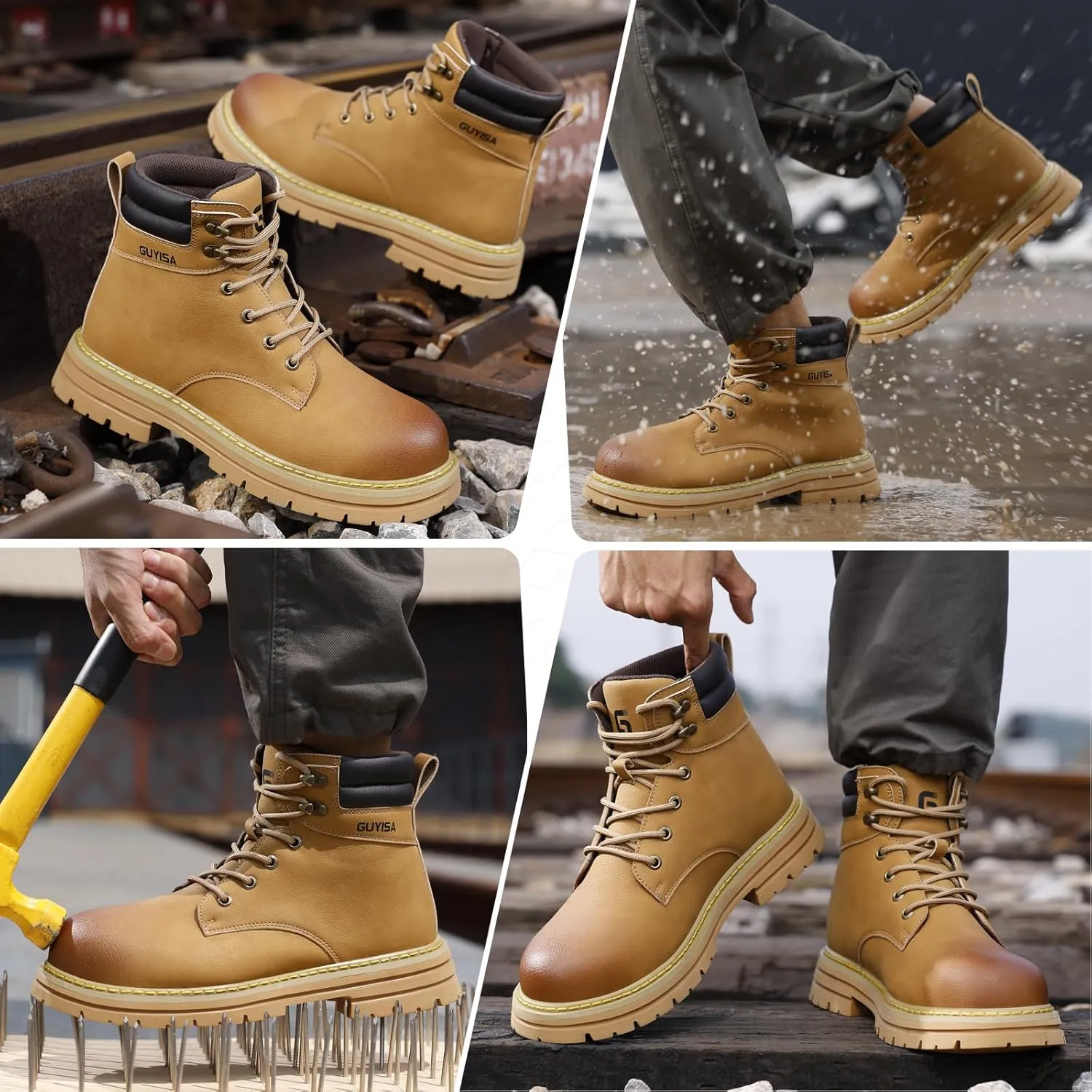 Steel Toe Shoes for Men Lightweight Work Boots for Men Comfortable Steel Toe Boots Industrial Work Shoes Breathable Safety Shoes Construction Steel Toe Sneakers Indestructible Safety Boots