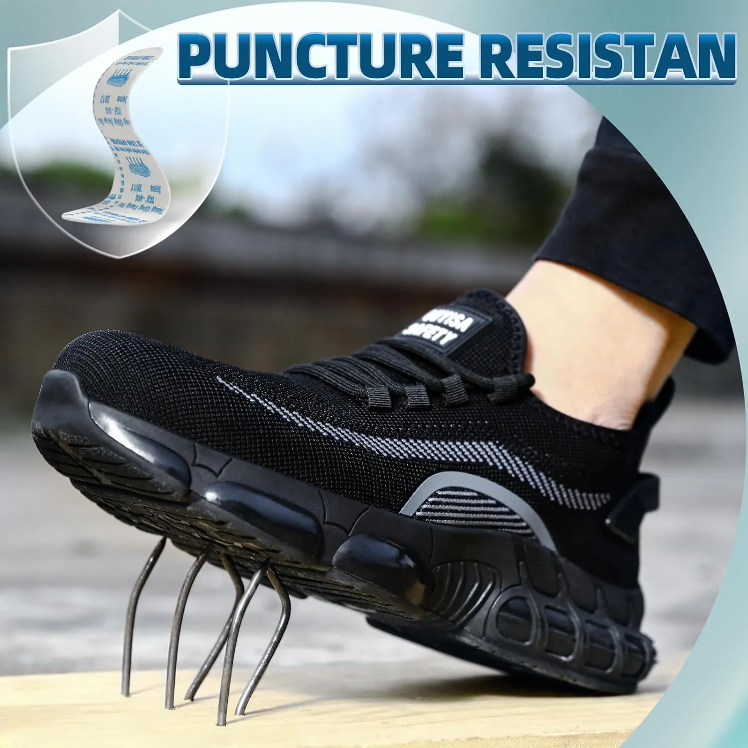 Steel Toe Shoes for Men Lightweight Work Shoes Construction Industrial Work Tennis Shoes Safety Shoes Comfortable Steel Toe Sneakers for Men Women