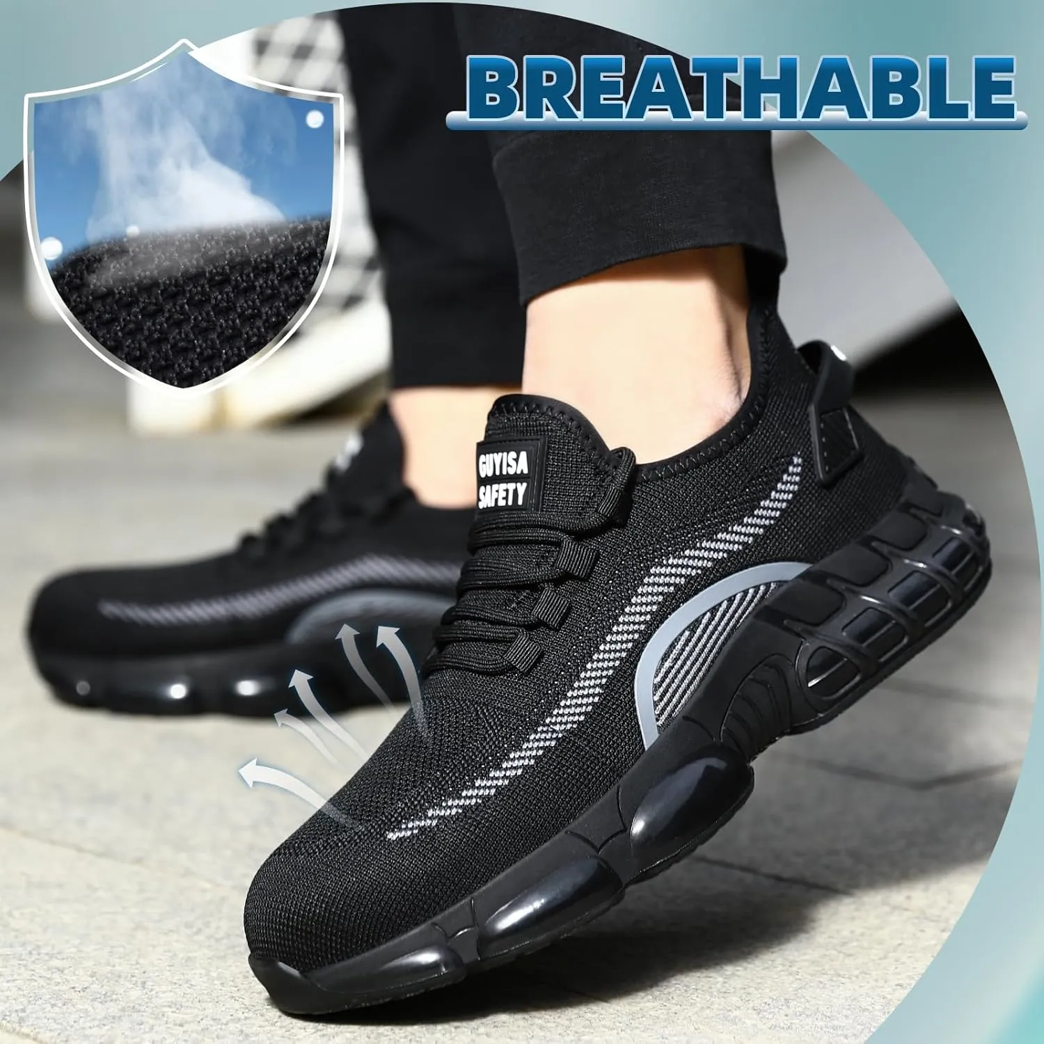 Steel Toe Shoes for Men Lightweight Work Shoes Construction Industrial Work Tennis Shoes Safety Shoes Comfortable Steel Toe Sneakers for Men Women