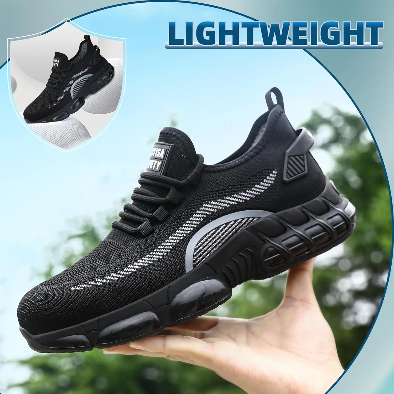 Steel Toe Shoes for Men Lightweight Work Shoes Construction Industrial Work Tennis Shoes Safety Shoes Comfortable Steel Toe Sneakers for Men Women