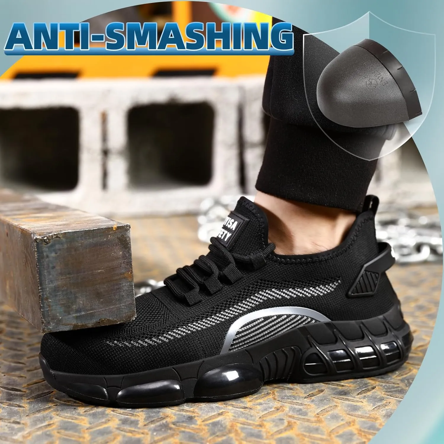Steel Toe Shoes for Men Lightweight Work Shoes Construction Industrial Work Tennis Shoes Safety Shoes Comfortable Steel Toe Sneakers for Men Women