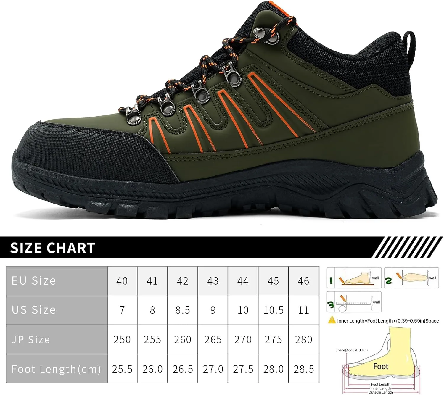 Steel Toe Shoes for Men Outdoor Work Shoes Men Work Puncture Proof Non Slip Safety Boot Industrial Construction Comfortable Outdoor Hiking Military Tactical Shoes