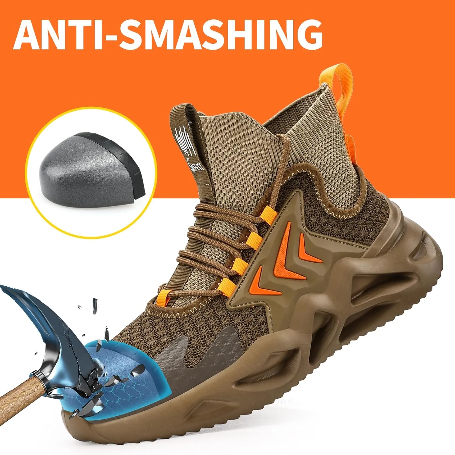 Steel Toe Shoes for Men, Puncture Proof Work Shoes for Men Women, High Top Indestructible Safety Shoes, Lightweight Steel Toe Sneaker for Men.