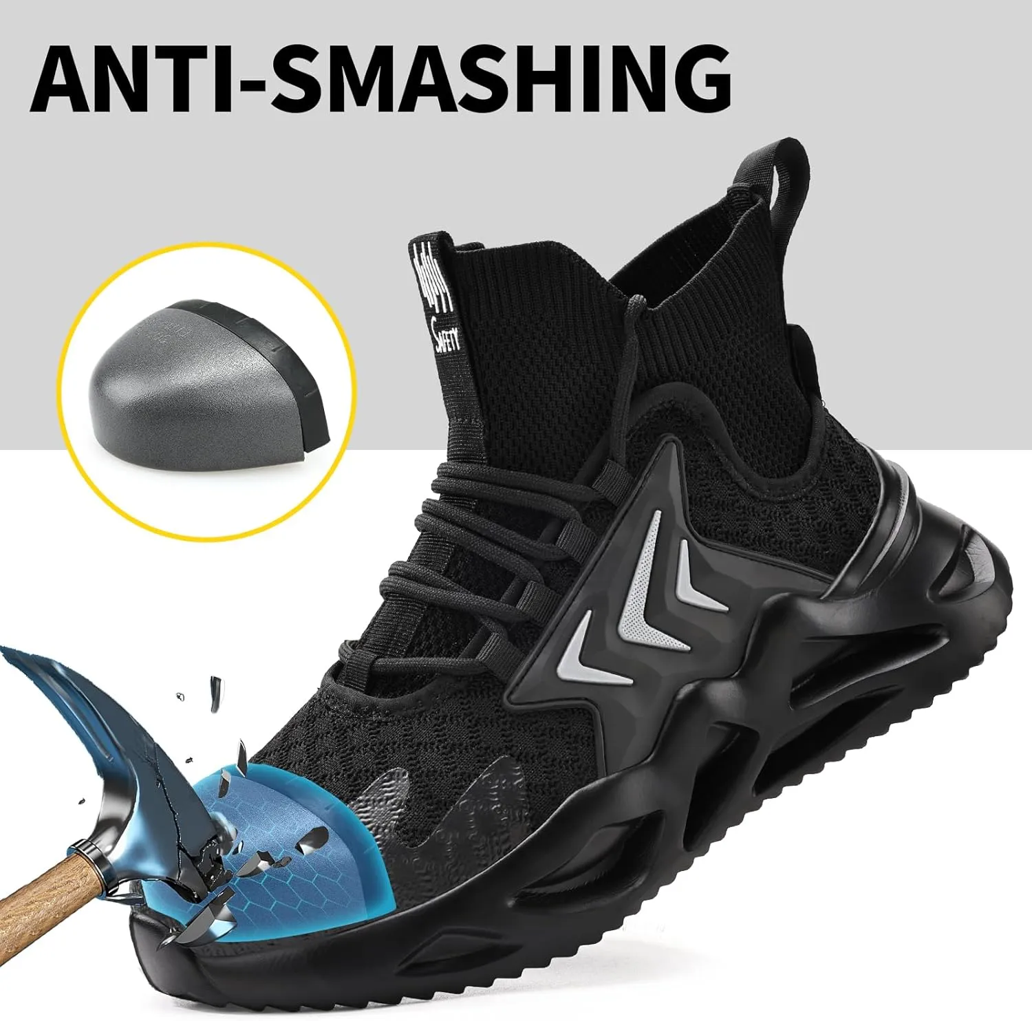 Steel Toe Shoes for Men, Puncture Proof Work Shoes for Men Women, High Top Indestructible Safety Shoes, Lightweight Steel Toe Sneaker for Men.