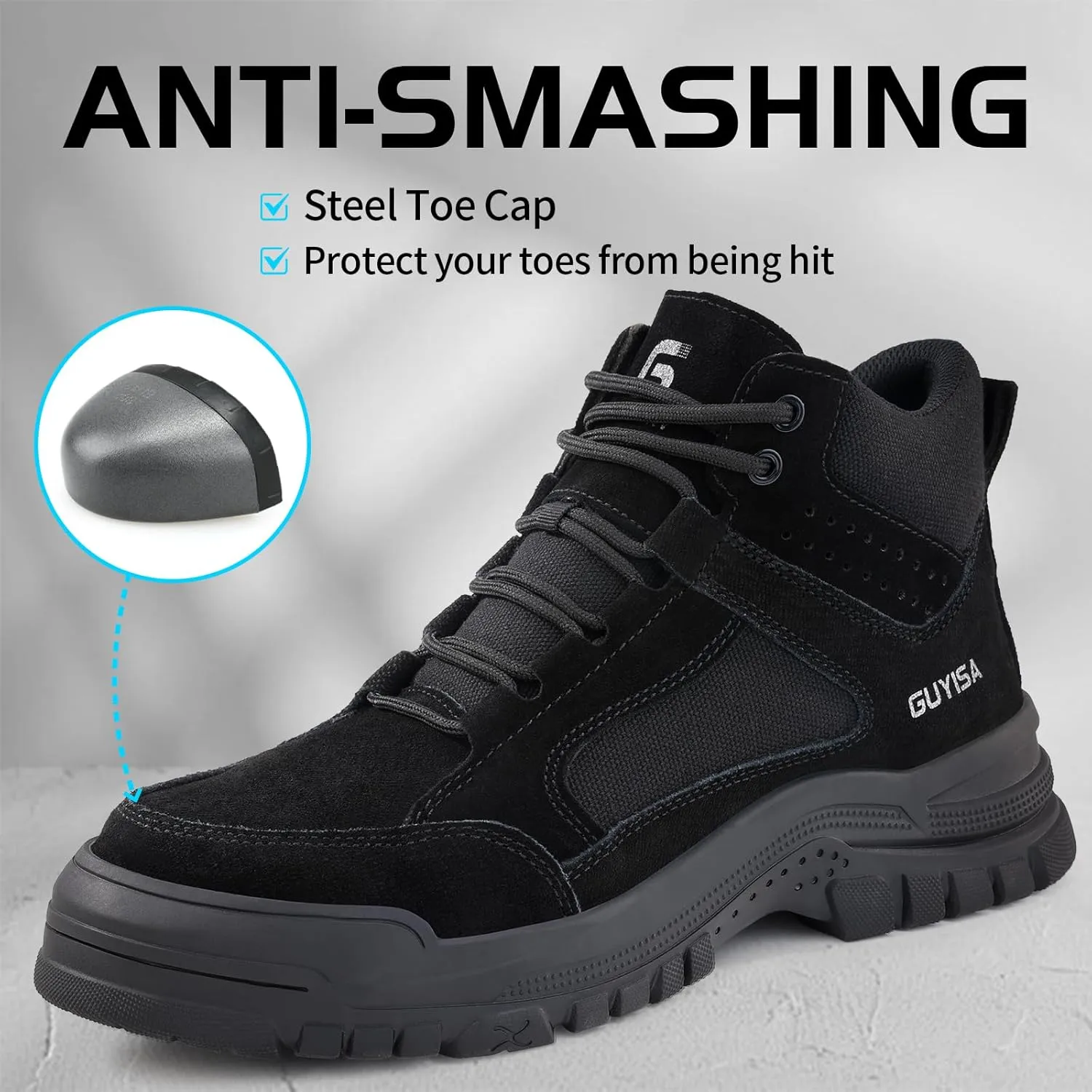 Steel Toe Shoes for Men Women Lightweight Work Shoes Mens Indestructible Safety Sneakers Puncture Proof Construction Shoe Composite Toe Sneakers