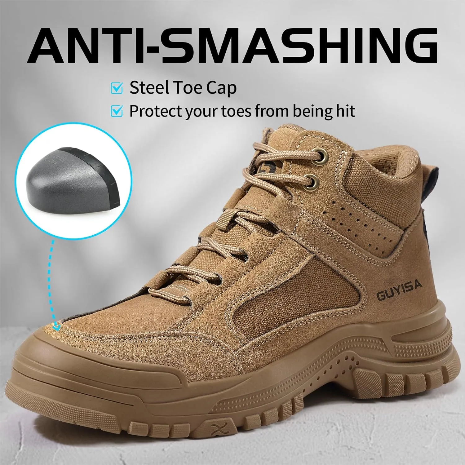 Steel Toe Shoes for Men Women Lightweight Work Shoes Mens Indestructible Safety Sneakers Puncture Proof Construction Shoe Composite Toe Sneakers