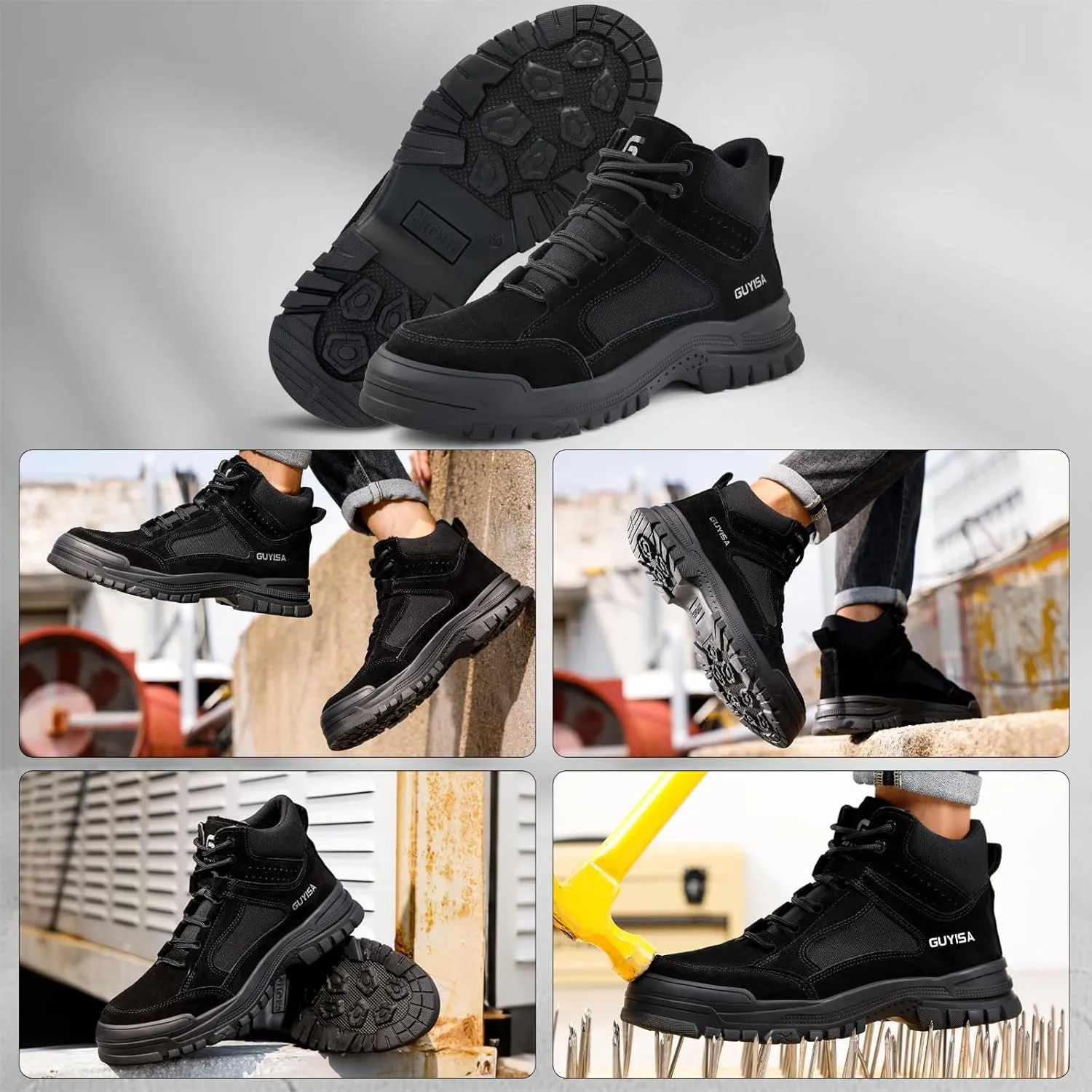 Steel Toe Shoes for Men Women Lightweight Work Shoes Mens Indestructible Safety Sneakers Puncture Proof Construction Shoe Composite Toe Sneakers
