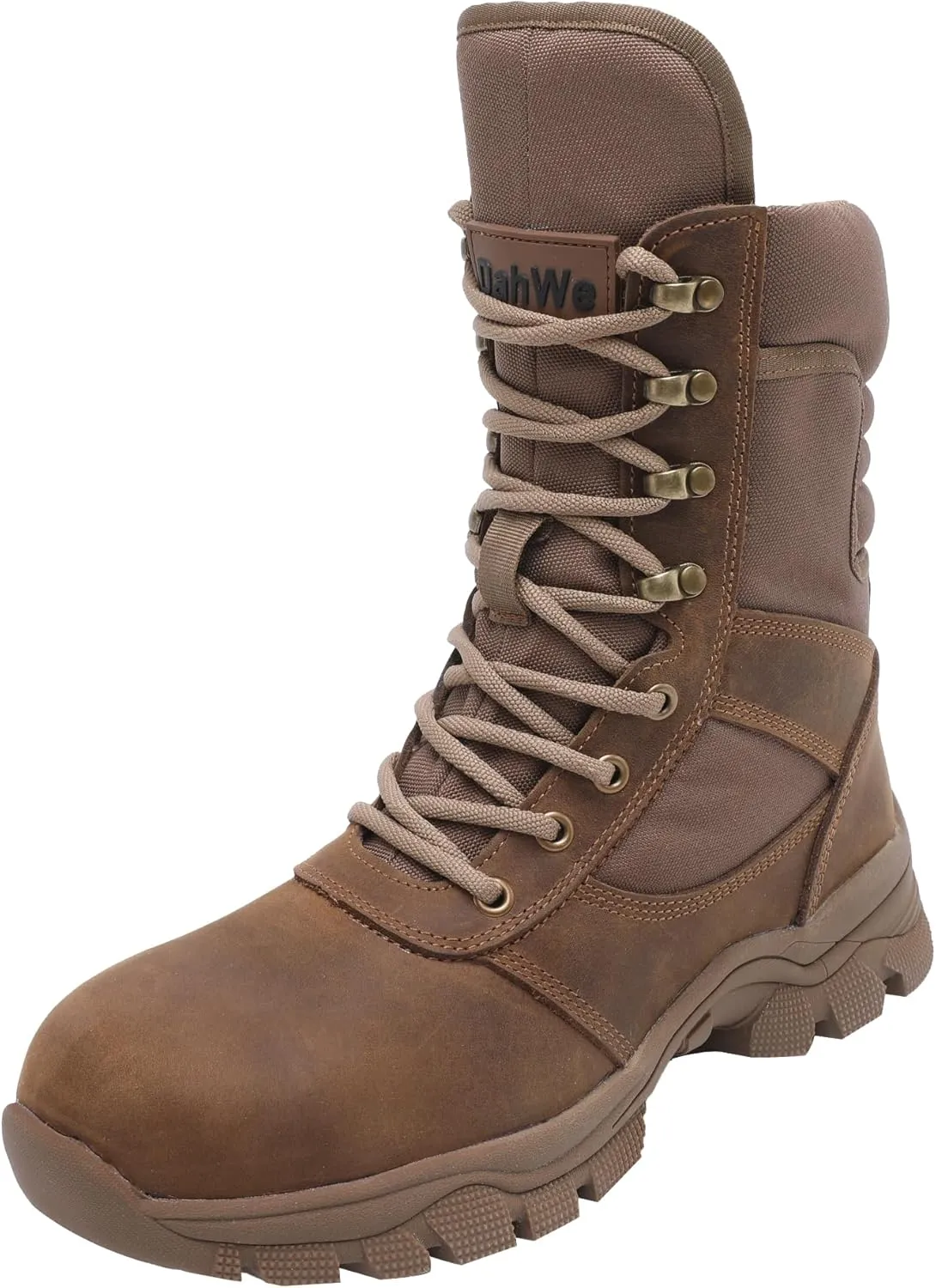 Steel Toe Work Boots for Men Side Zipper Puncture Proof Slip Resistant Comfortable Indestructible Military Tactical Combat Boots 8 inch