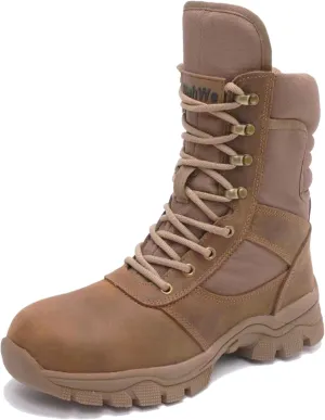 Steel Toe Work Boots for Men Side Zipper Puncture Proof Slip Resistant Comfortable Indestructible Military Tactical Combat Boots 8 inch