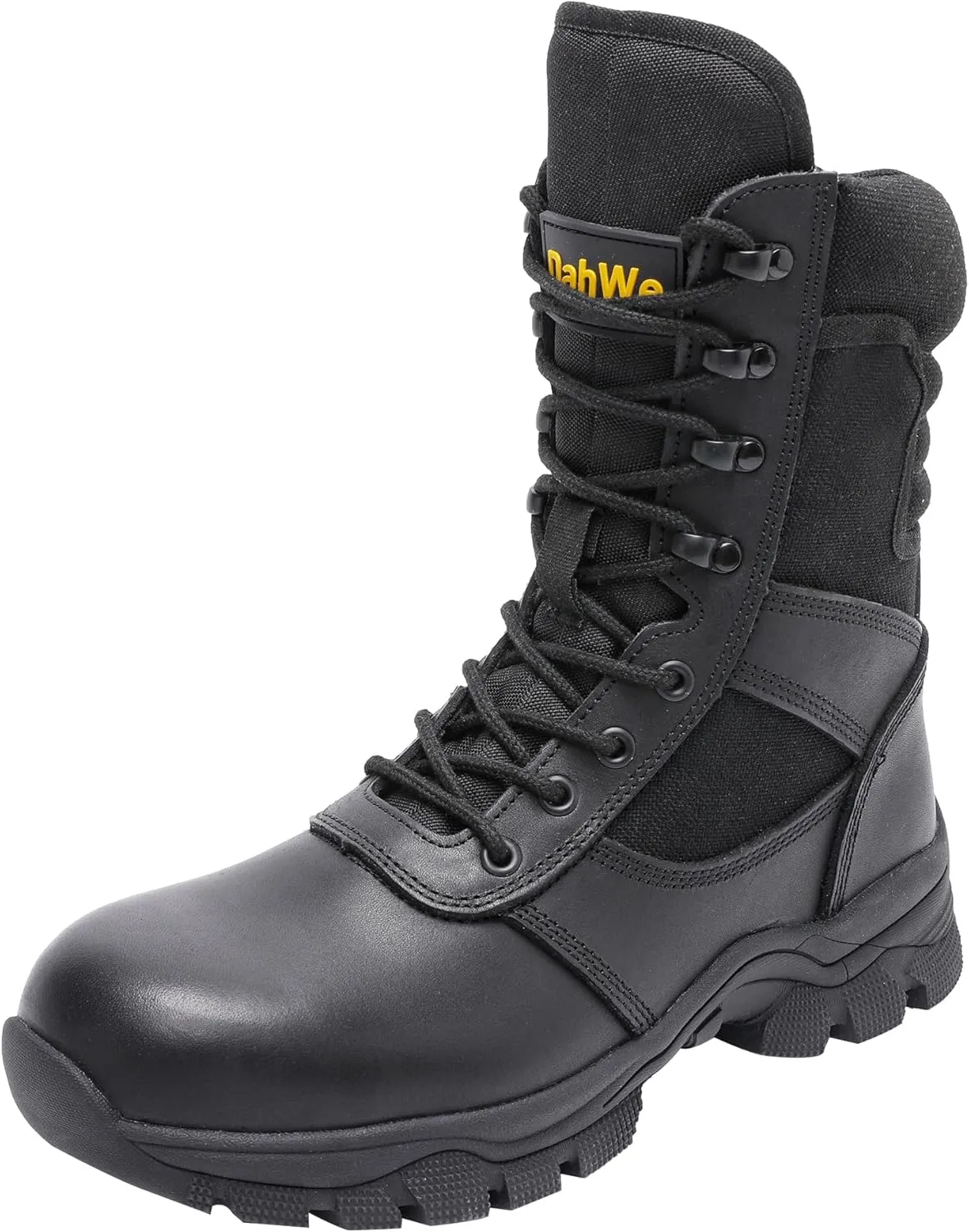 Steel Toe Work Boots for Men Side Zipper Puncture Proof Slip Resistant Comfortable Indestructible Military Tactical Combat Boots 8 inch