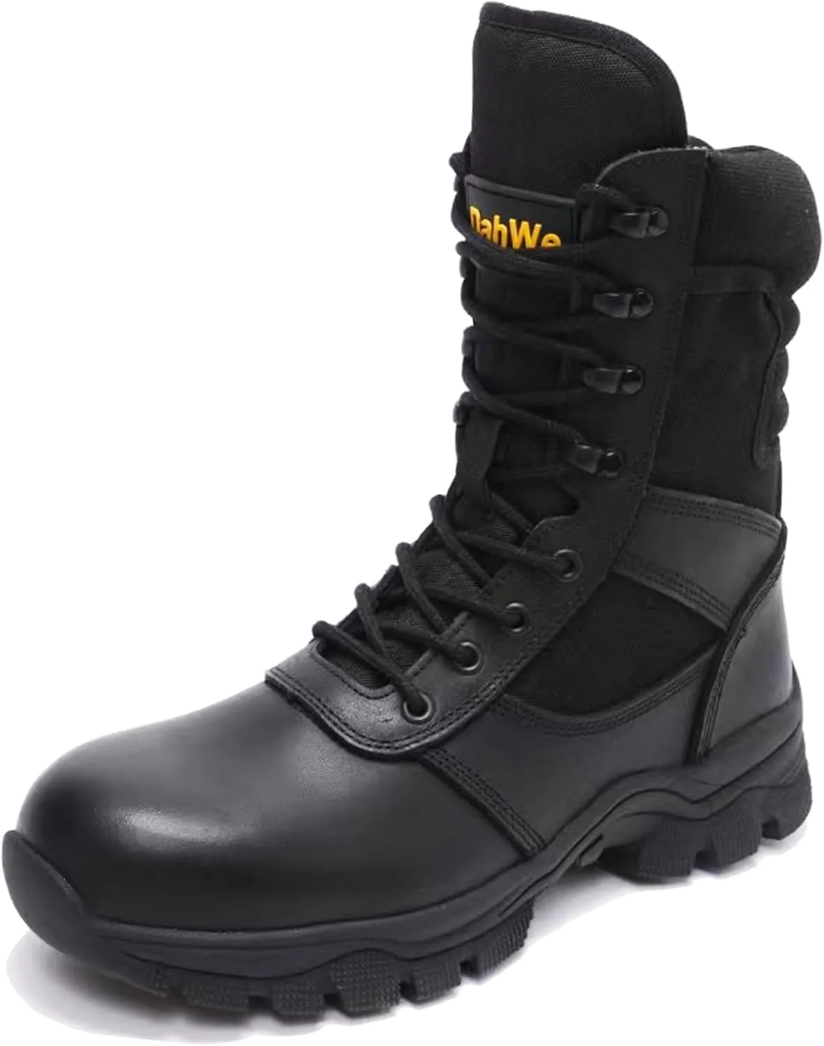 Steel Toe Work Boots for Men Side Zipper Puncture Proof Slip Resistant Comfortable Indestructible Military Tactical Combat Boots 8 inch
