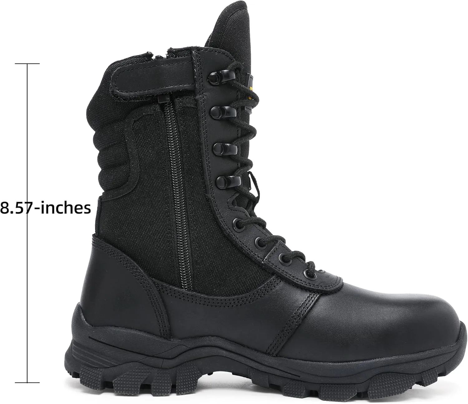 Steel Toe Work Boots for Men Side Zipper Puncture Proof Slip Resistant Comfortable Indestructible Military Tactical Combat Boots 8 inch