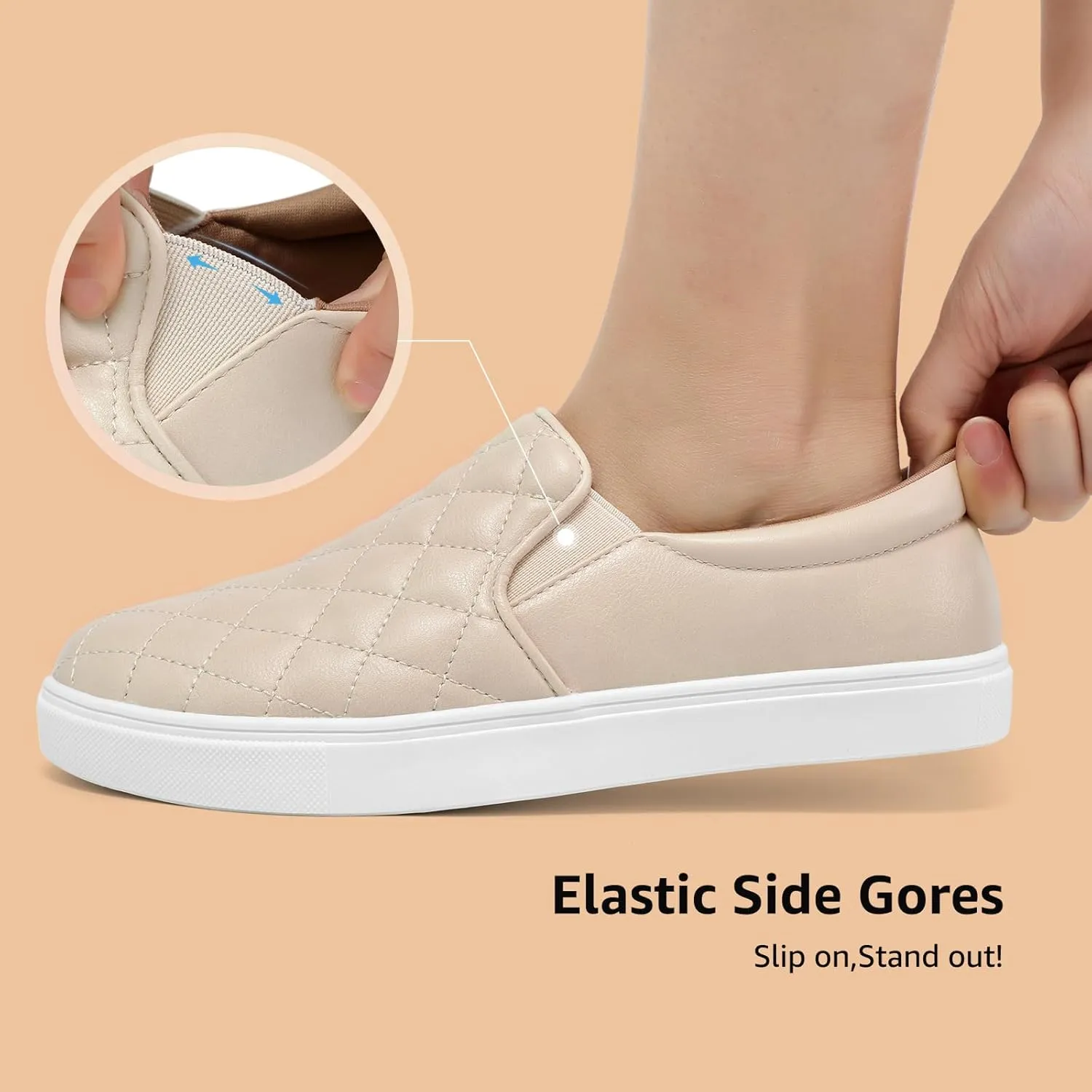 STQ Loafers for Women Memory Foam Slip On Sneakers EleeS Quilted 1.0 Comfort Fall Shoes
