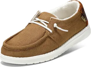 STQ Women's Slip on Fur Lined Loafers丨Orthopedic Cozy Ultralight Boat Casual Shoes with Arth Support