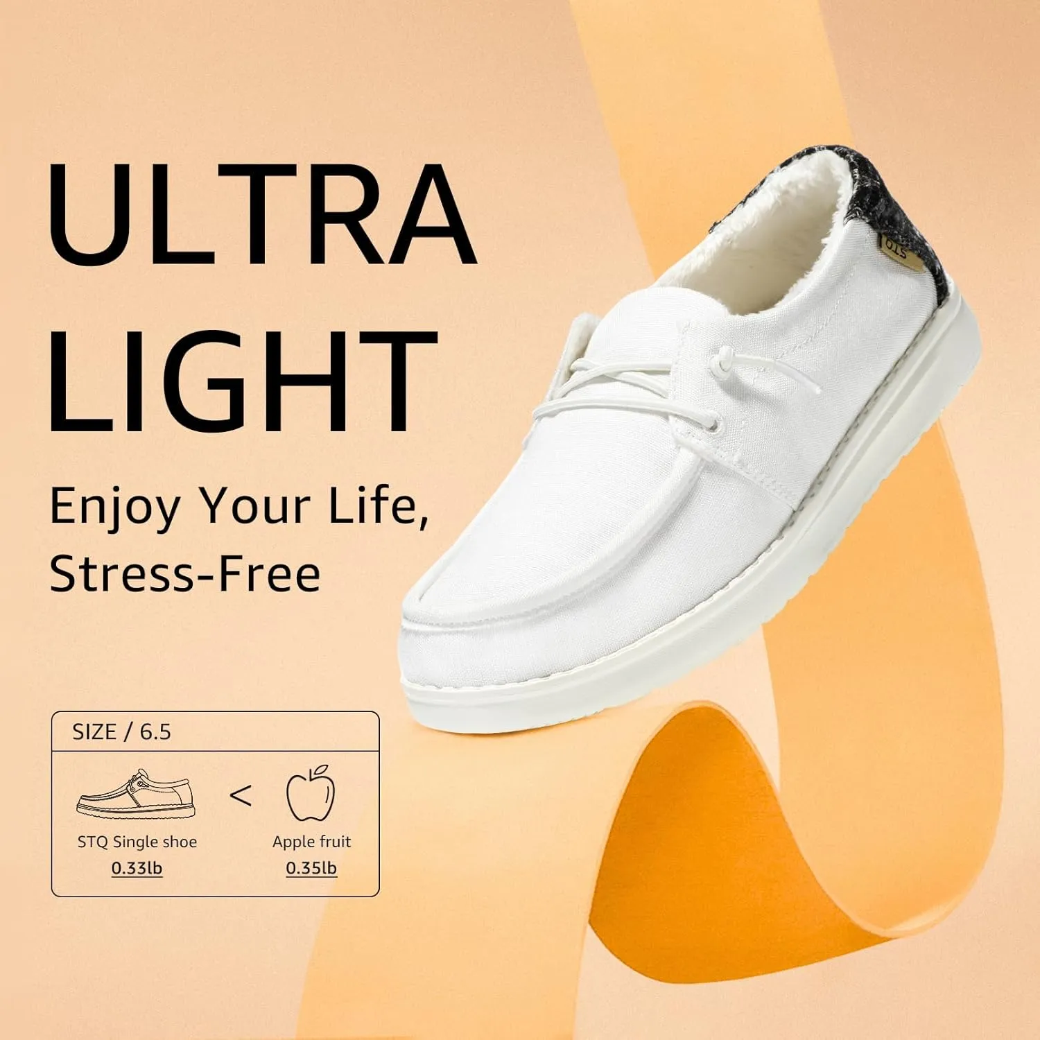STQ Women's Slip on Fur Lined Loafers丨Orthopedic Cozy Ultralight Boat Casual Shoes with Arth Support