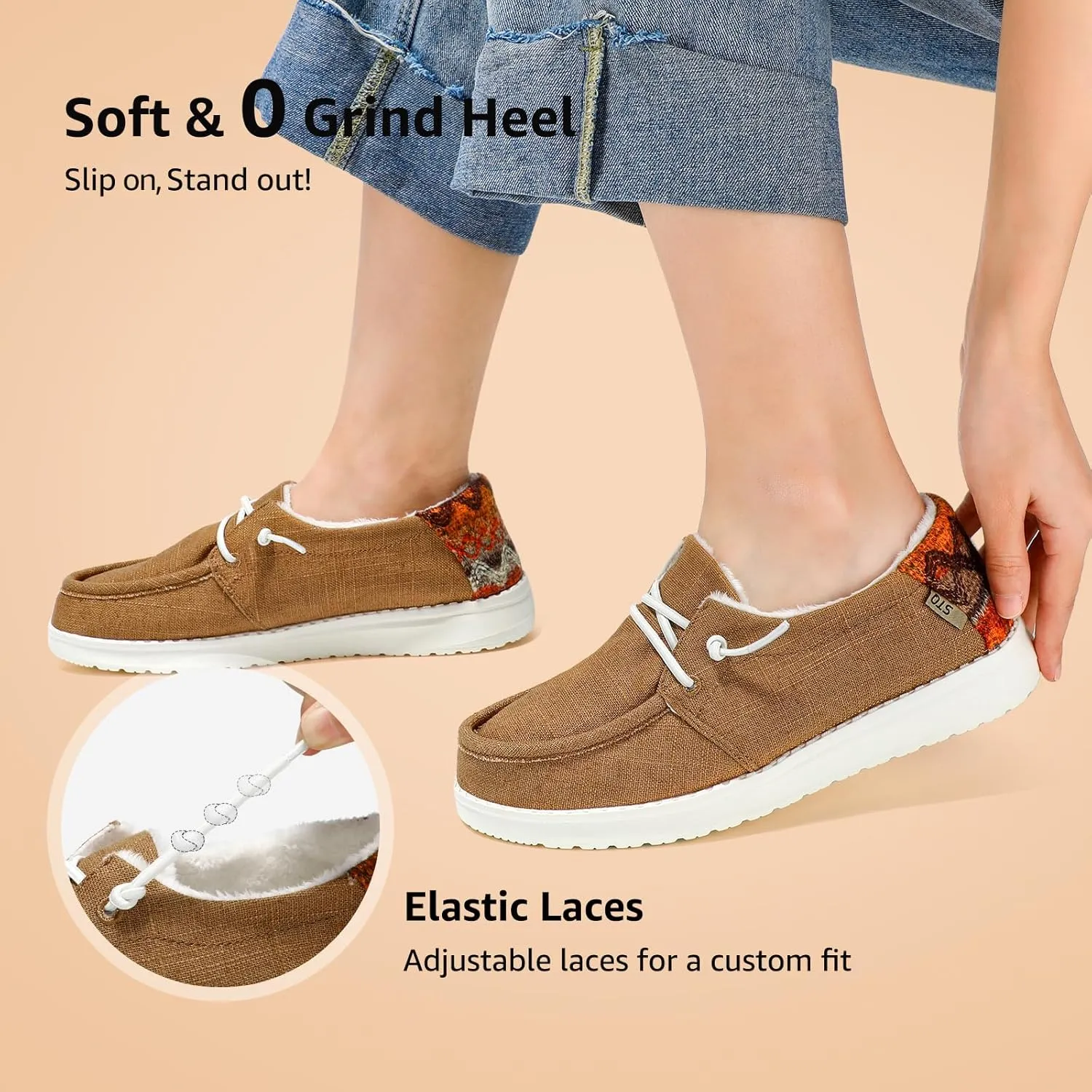 STQ Women's Slip on Fur Lined Loafers丨Orthopedic Cozy Ultralight Boat Casual Shoes with Arth Support