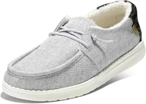STQ Women's Slip on Fur Lined Loafers丨Orthopedic Cozy Ultralight Boat Casual Shoes with Arth Support