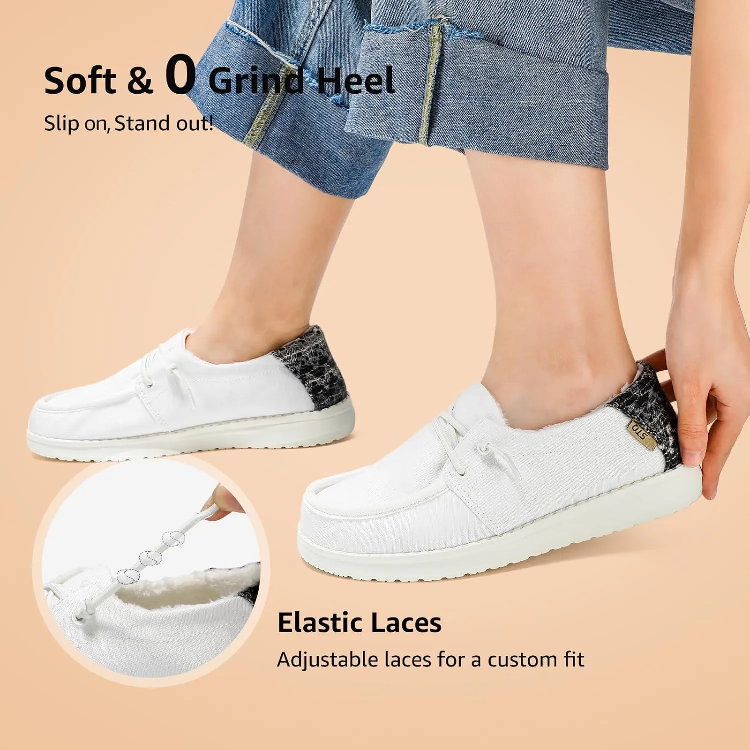 STQ Women's Slip on Fur Lined Loafers丨Orthopedic Cozy Ultralight Boat Casual Shoes with Arth Support