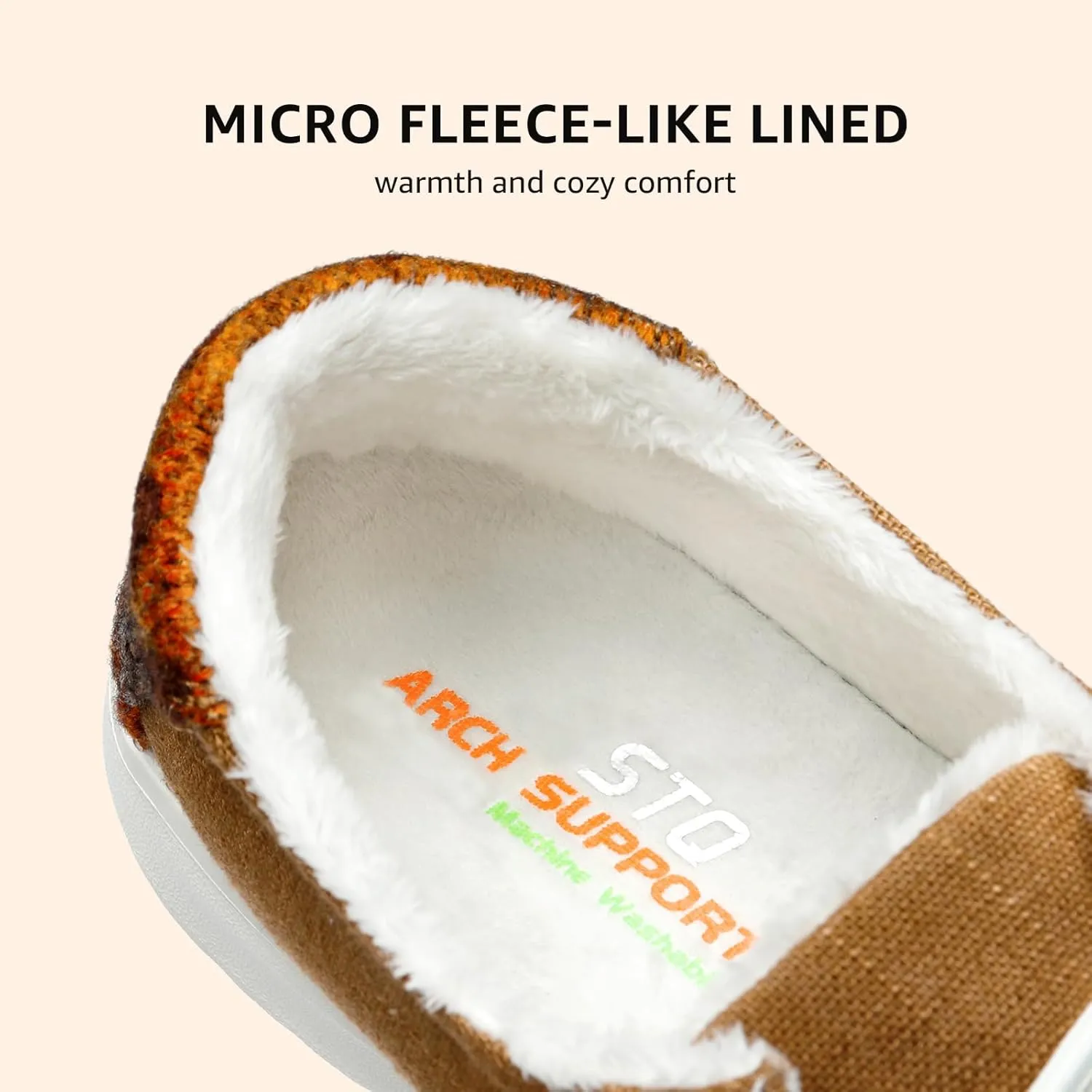 STQ Women's Slip on Fur Lined Loafers丨Orthopedic Cozy Ultralight Boat Casual Shoes with Arth Support