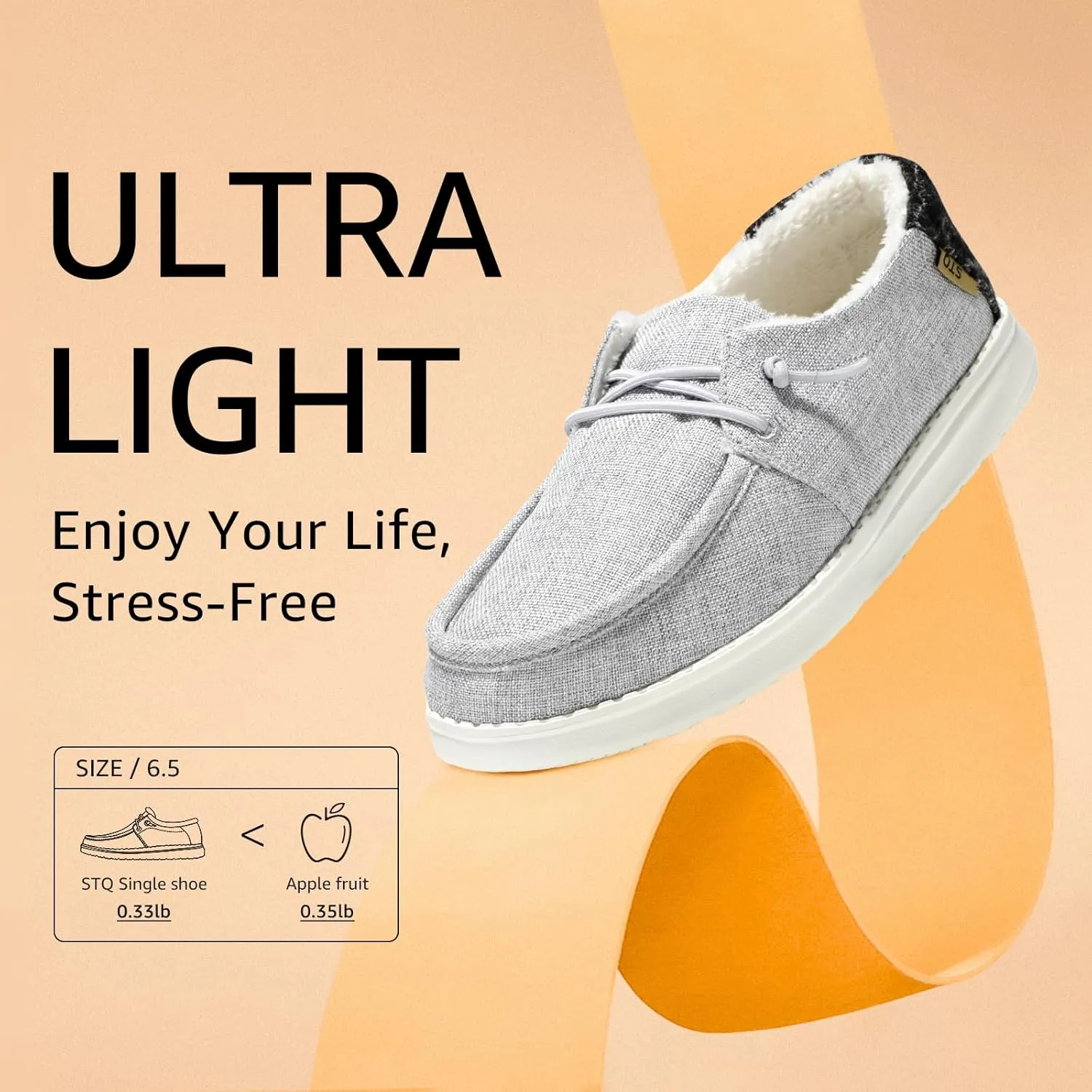 STQ Women's Slip on Fur Lined Loafers丨Orthopedic Cozy Ultralight Boat Casual Shoes with Arth Support