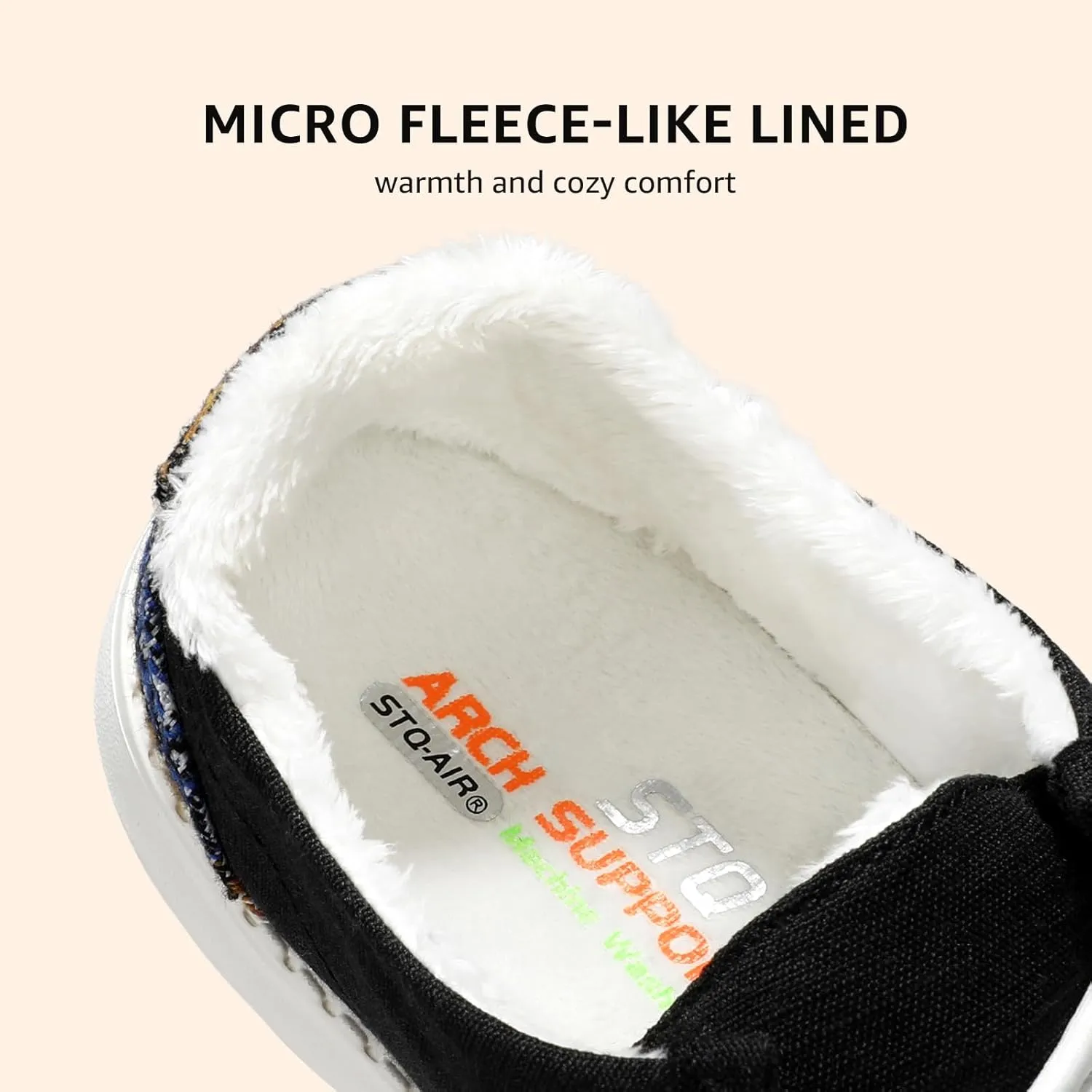 STQ Women's Slip on Loafers丨Orthopedic Comfotable Fur Lined Ultralight Boat Casual Shoes with Arth Support