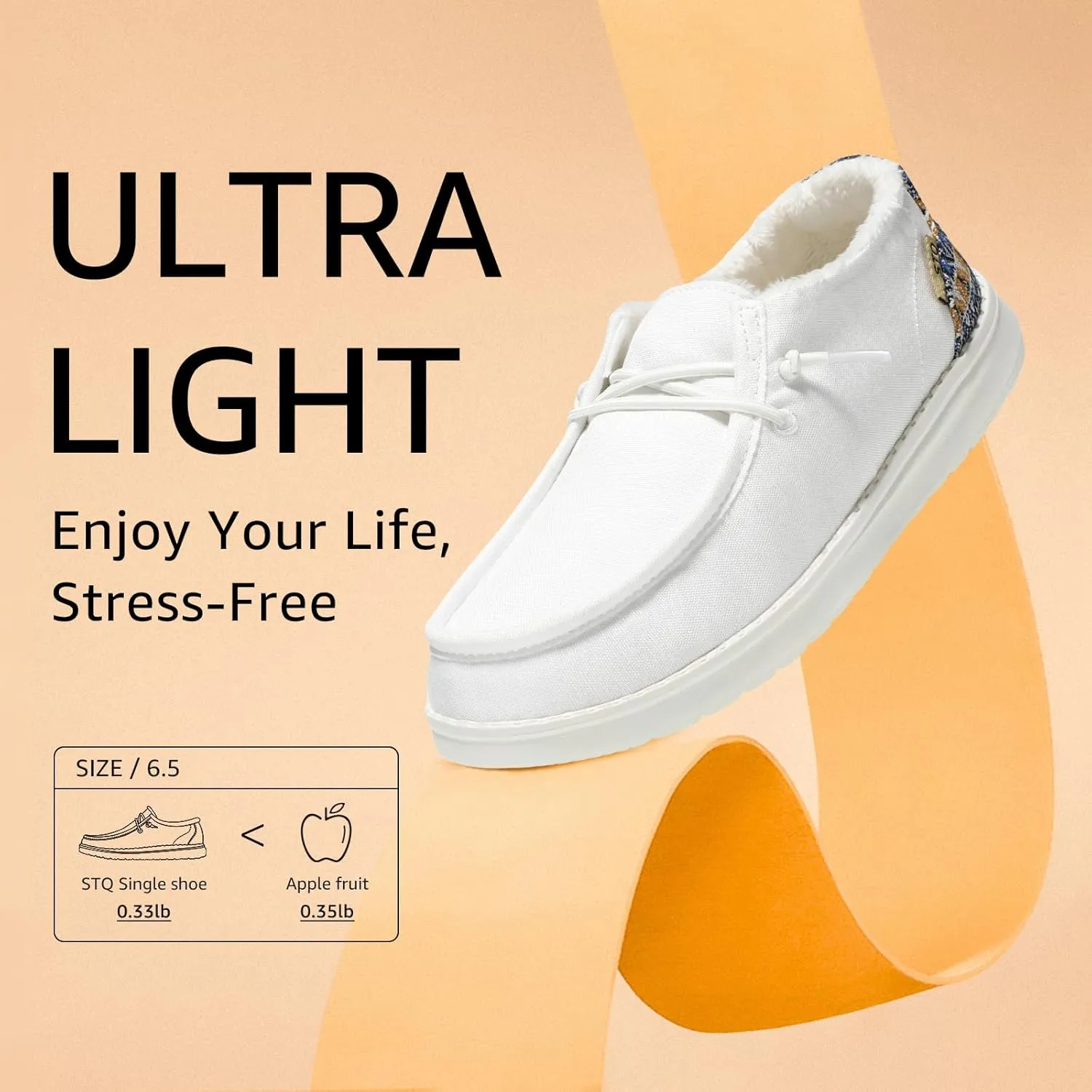 STQ Women's Slip on Loafers丨Orthopedic Comfotable Fur Lined Ultralight Boat Casual Shoes with Arth Support