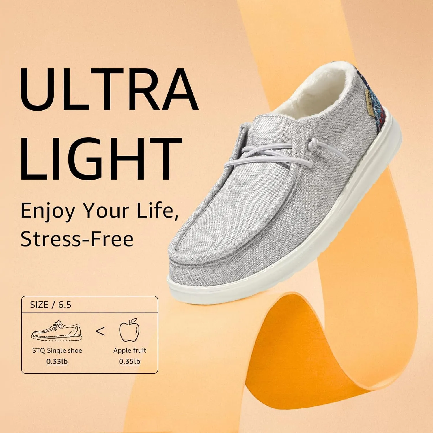 STQ Women's Slip on Loafers丨Orthopedic Comfotable Fur Lined Ultralight Boat Casual Shoes with Arth Support
