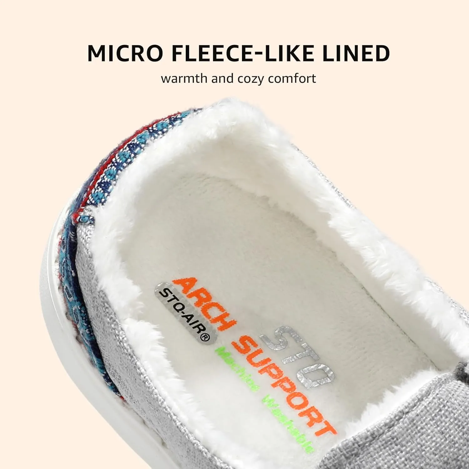 STQ Women's Slip on Loafers丨Orthopedic Comfotable Fur Lined Ultralight Boat Casual Shoes with Arth Support