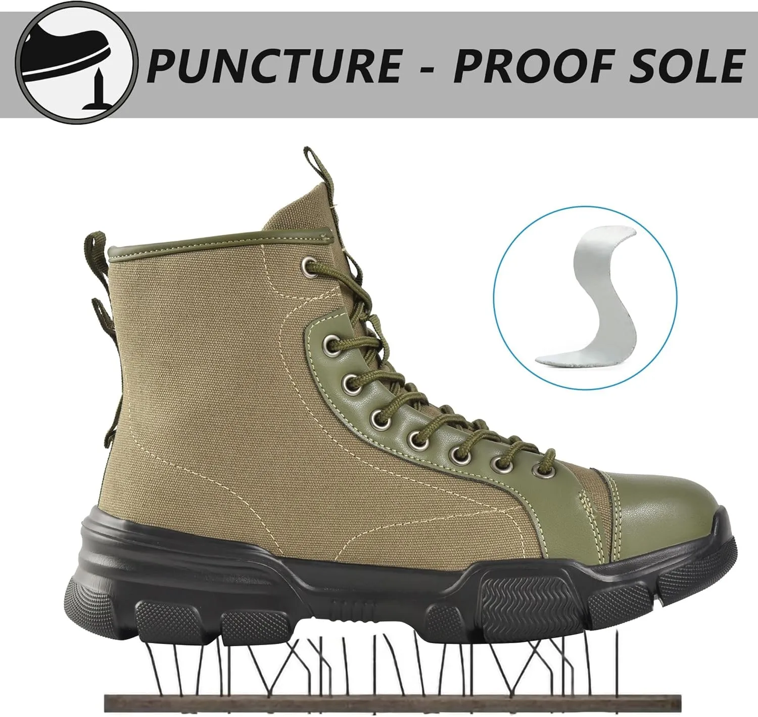 SUADEX Steel Toe Boots for Men Women Waterproof Arch Support Work Construction Indestructible Safety Boots