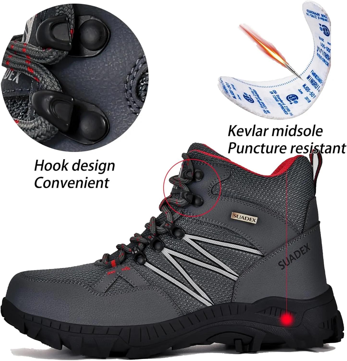 SUADEX Steel Toe Boots for Men Work Safety Indestructible Boots for Women Construction Shoes Composite Toe