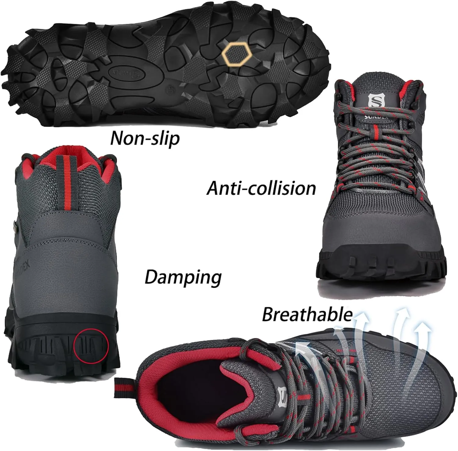 SUADEX Steel Toe Boots for Men Work Safety Indestructible Boots for Women Construction Shoes Composite Toe