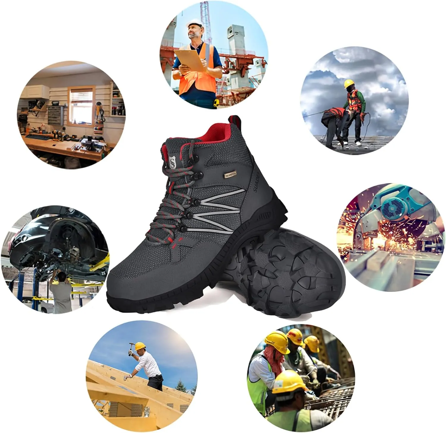 SUADEX Steel Toe Boots for Men Work Safety Indestructible Boots for Women Construction Shoes Composite Toe