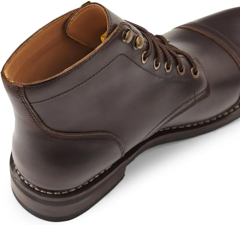 SUREWAY 6 Inch Men's Lace-up Ankle Boot - Cap Toe, Captain Genuine Leather Lace up Chukka Boots for Men,Classic Comfort Oxford Style Footwear