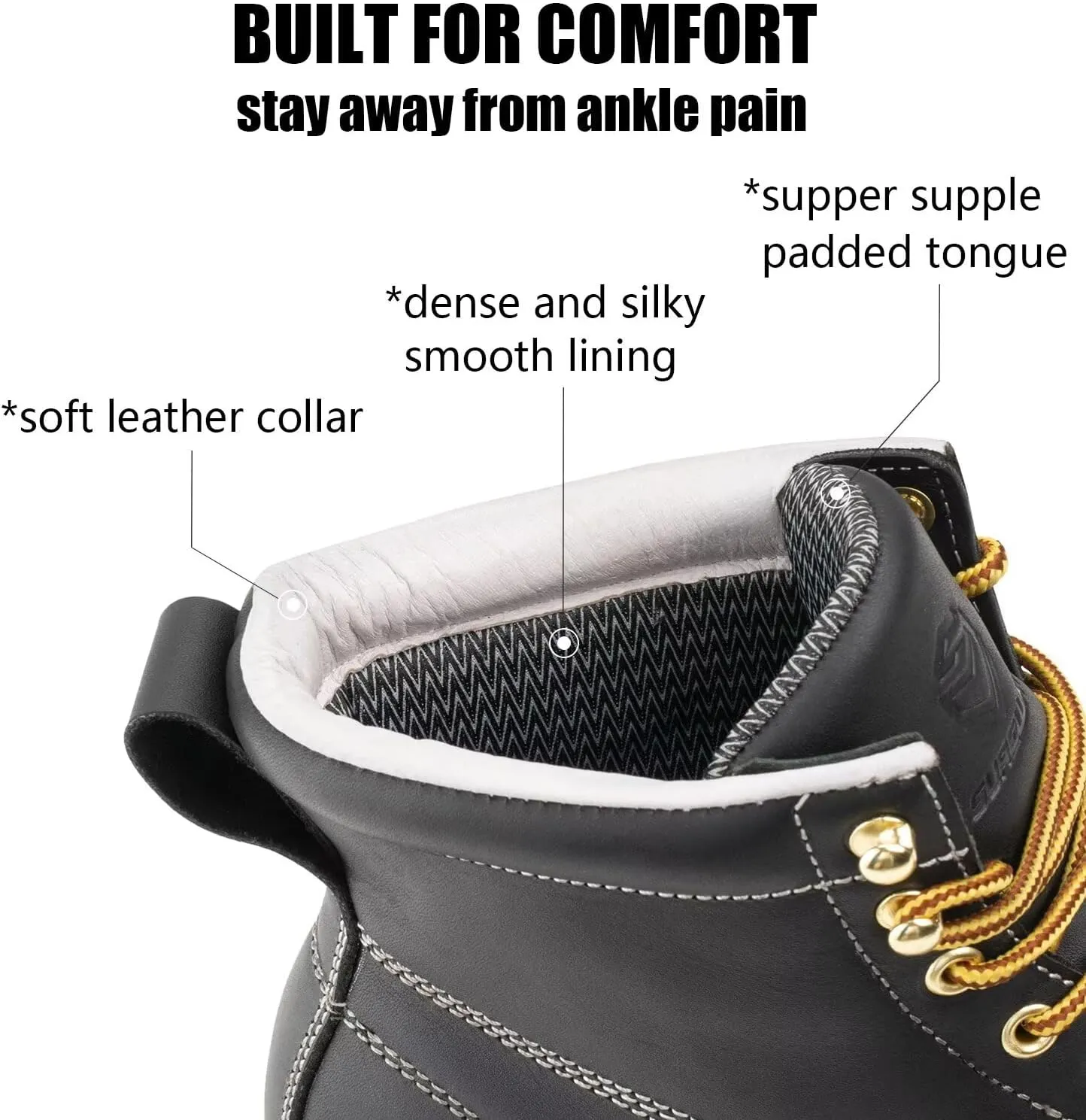 SUREWAY 6” Wedge Moc Toe Work Boots for Men - Soft Toe,Premium Full-Grain Leather,Lightweight Work Boots/Shoes,Comfort Insole,Oil/Slip Resistant,Real Goodyear,EH Rated Industrial Construction Boots