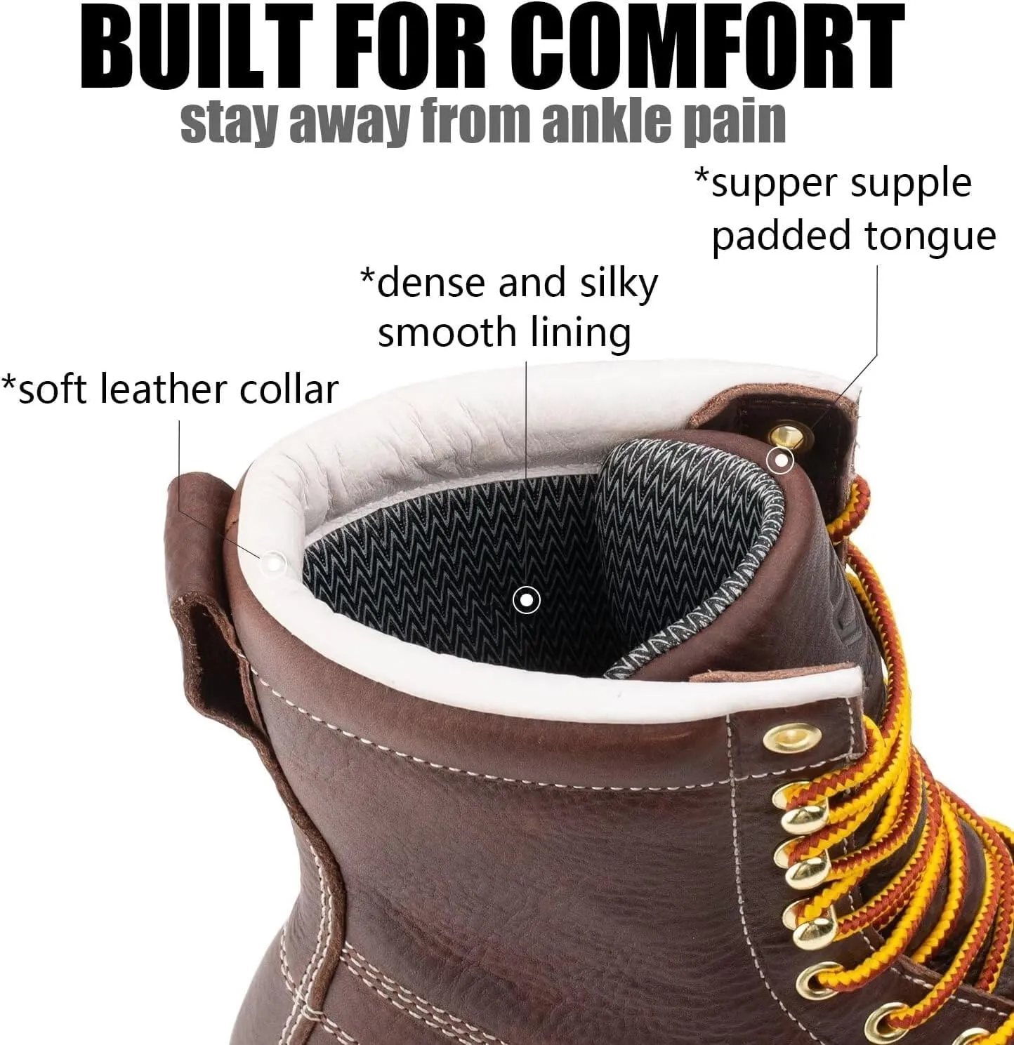 SUREWAY Mens 8 in Wedge Moc Soft/Steel Toe Work Boots for Men,Full-Grain Leather,Goodyear Welt,EH,Safety Industrial Construction Boots/Shoes for Women