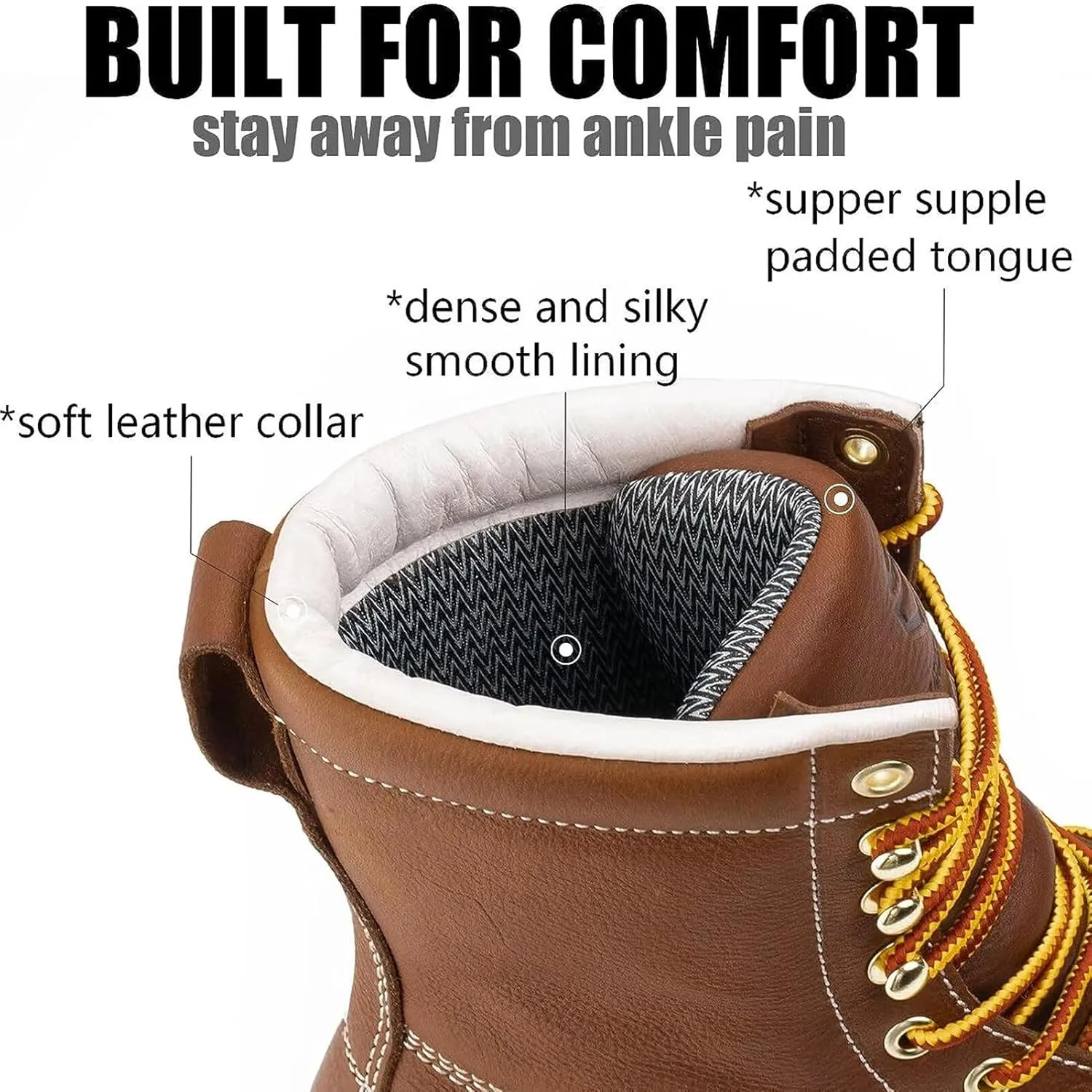 SUREWAY Mens 8 in Wedge Moc Soft/Steel Toe Work Boots for Men,Full-Grain Leather,Goodyear Welt,EH,Safety Industrial Construction Boots/Shoes for Women
