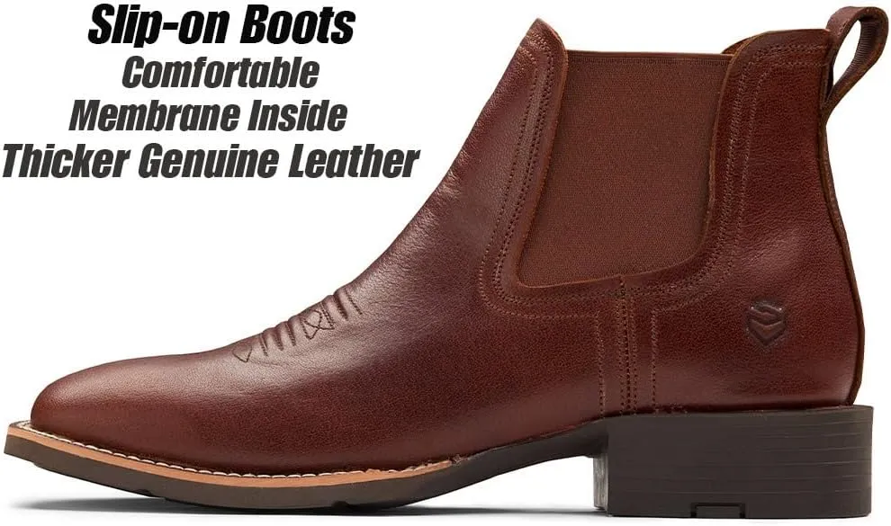 SUREWAY Men's Lace-up Ankle Boots - Cap Toe, Captain Genuine Leather Lace up Chukka Boots for Men,Classic Comfort Oxford Style Footwear