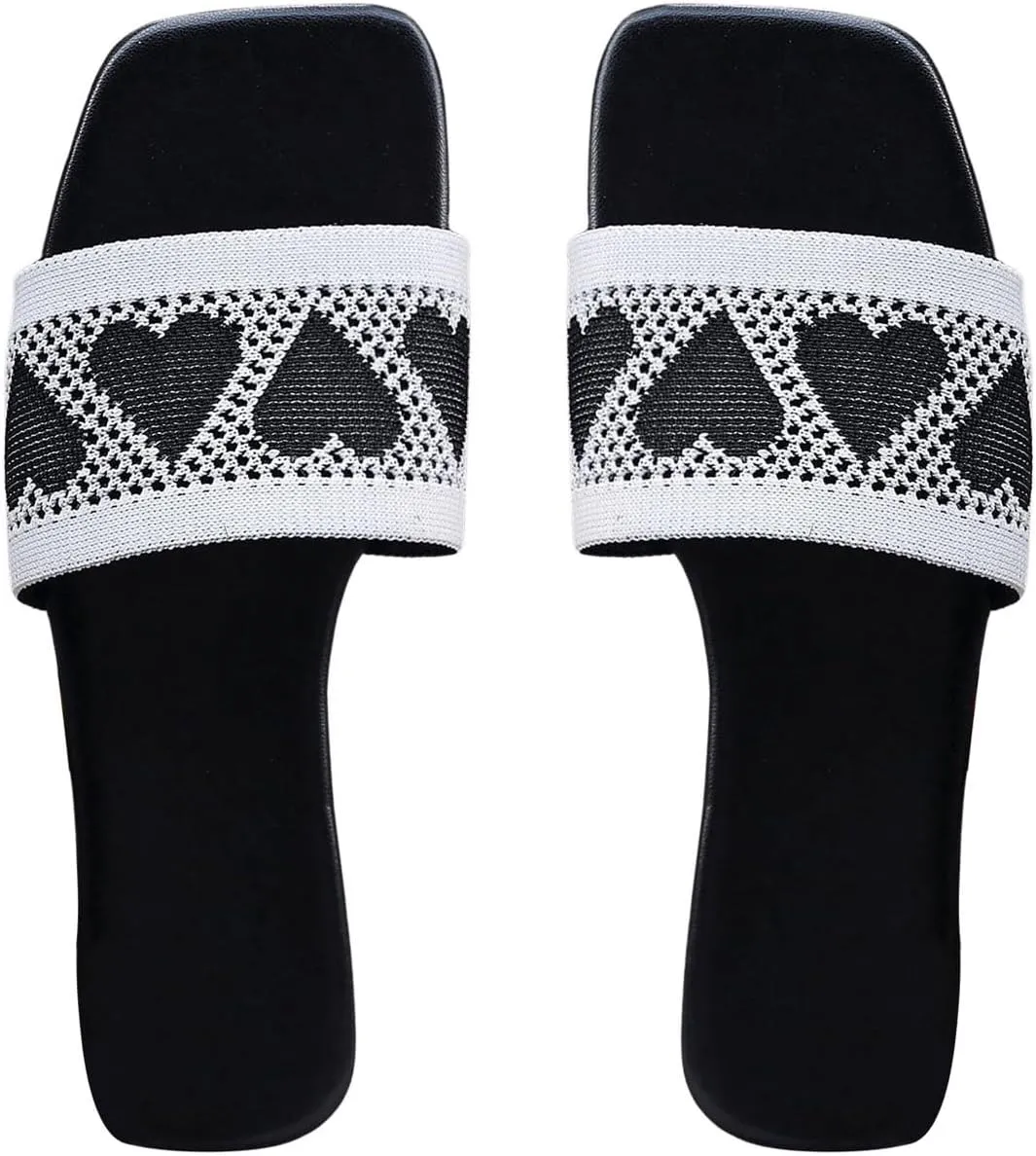 SweatyRocks Women's Heart Open Toe Flat Sandals Y2k Slip On Outdoor Trendy Slide Sandals