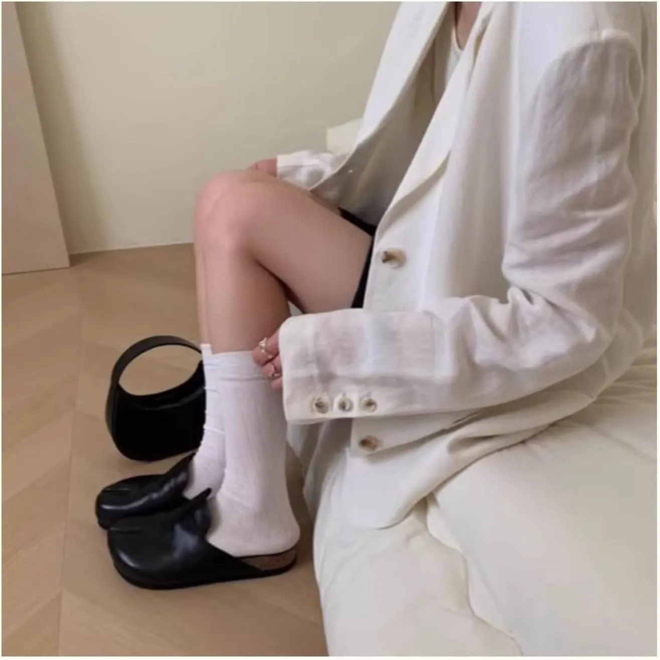Tabi Mules Split Toe Leather Women Potato Shoes Chunky Platform Slip On Slides Non Slip Breathable Loafers Y2K Kawaii Fashion Elegant Dressy Streetwear Spring Summer Fall Outdoors Back to School