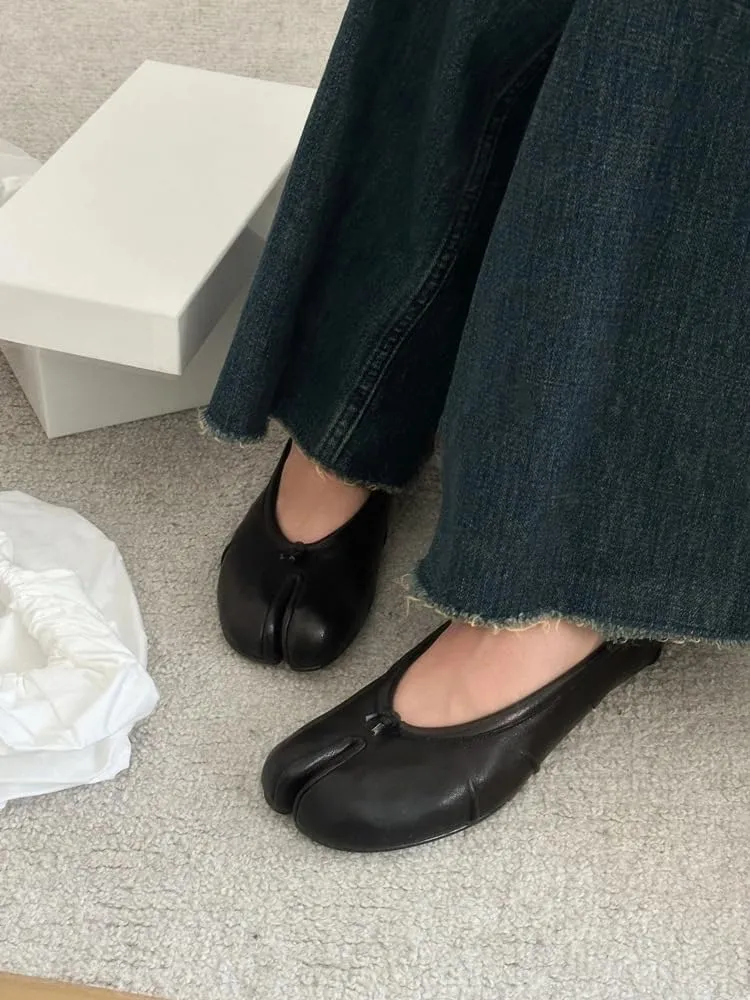 Tabi Mules Split Toe Women Backless Flats Leather Slip On Slides Non Slip Breathable Sandals Y2K Kawaii Fashion Elegant Dressy Pumps Streetwear Spring Summer Fall Outdoors Cruise Beach Back to School