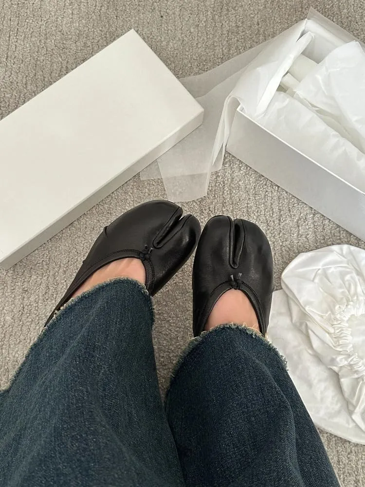 Tabi Mules Split Toe Women Backless Flats Leather Slip On Slides Non Slip Breathable Sandals Y2K Kawaii Fashion Elegant Dressy Pumps Streetwear Spring Summer Fall Outdoors Cruise Beach Back to School