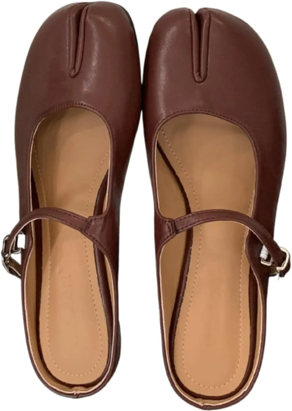Tabi Shoes Mary Jane Mules Flats for Women Split Toe Wide Width Strips Slip-On Slides Convenient Breathable Comfortable Casual Round Toe Retro Y2K Slippers Spring Summer Fall Back to School
