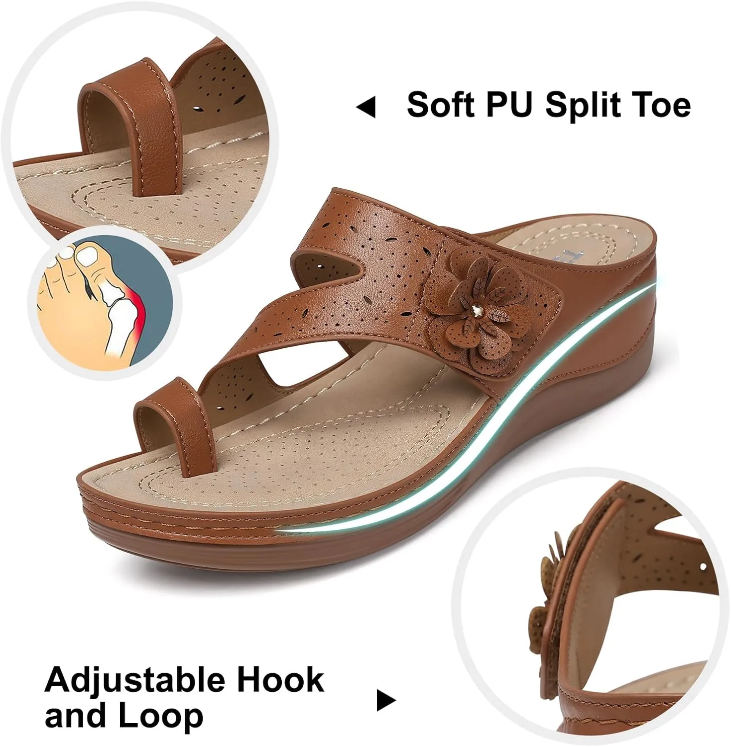 TEMOFON Flip Flops for Women Dressy: Comfortable Walking Summer Sandals Woman 2025 - Slip On Split Toed Thong Sandal