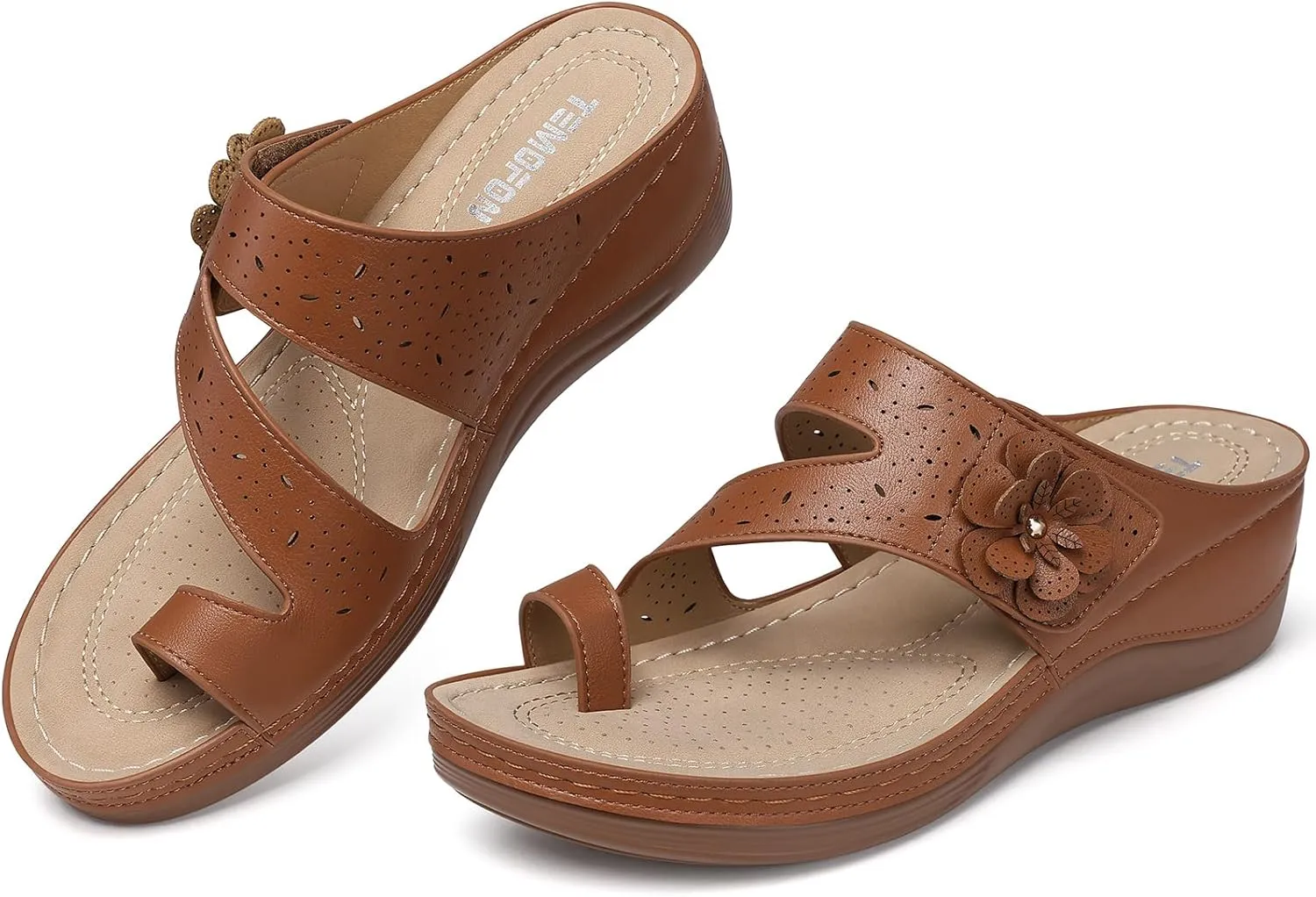 TEMOFON Flip Flops for Women Dressy: Comfortable Walking Summer Sandals Woman 2025 - Slip On Split Toed Thong Sandal