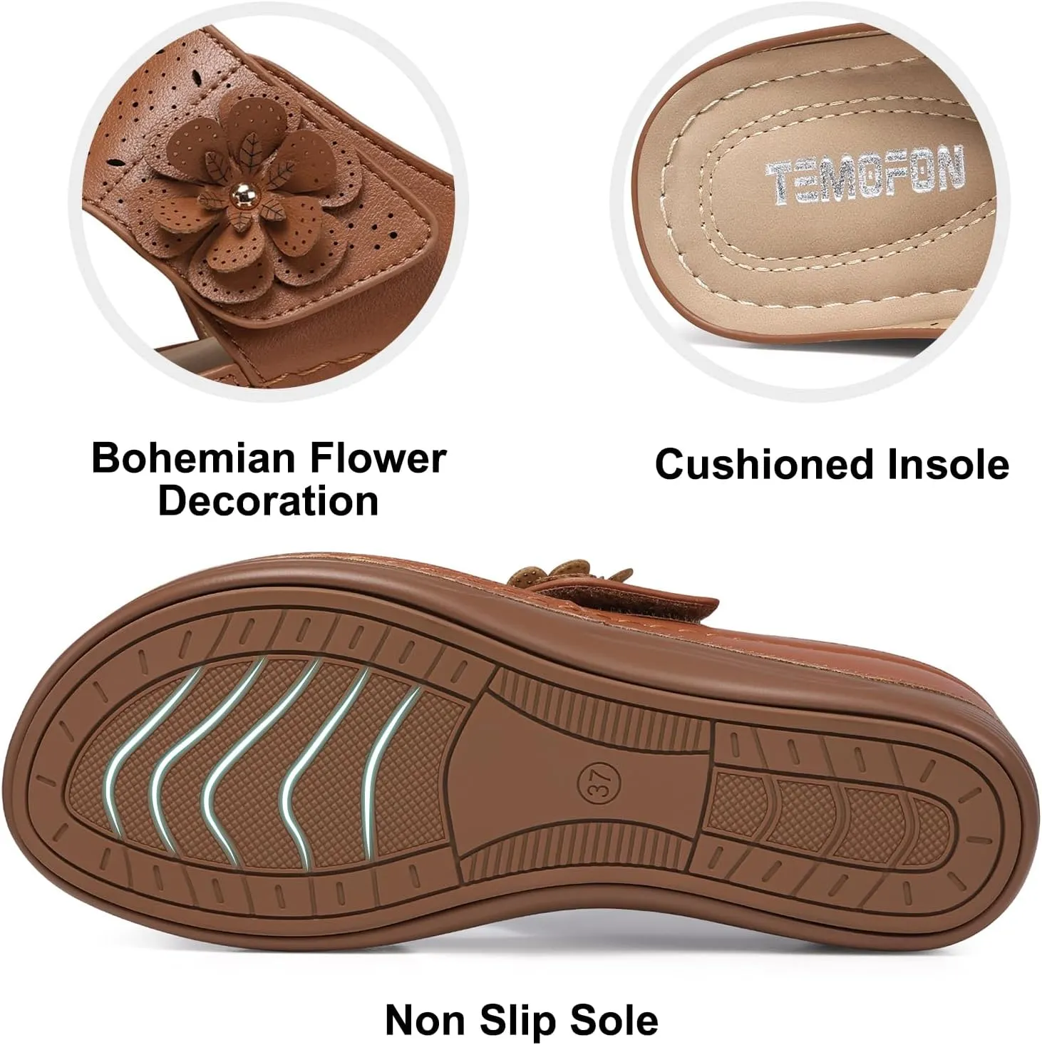 TEMOFON Flip Flops for Women Dressy: Comfortable Walking Summer Sandals Woman 2025 - Slip On Split Toed Thong Sandal