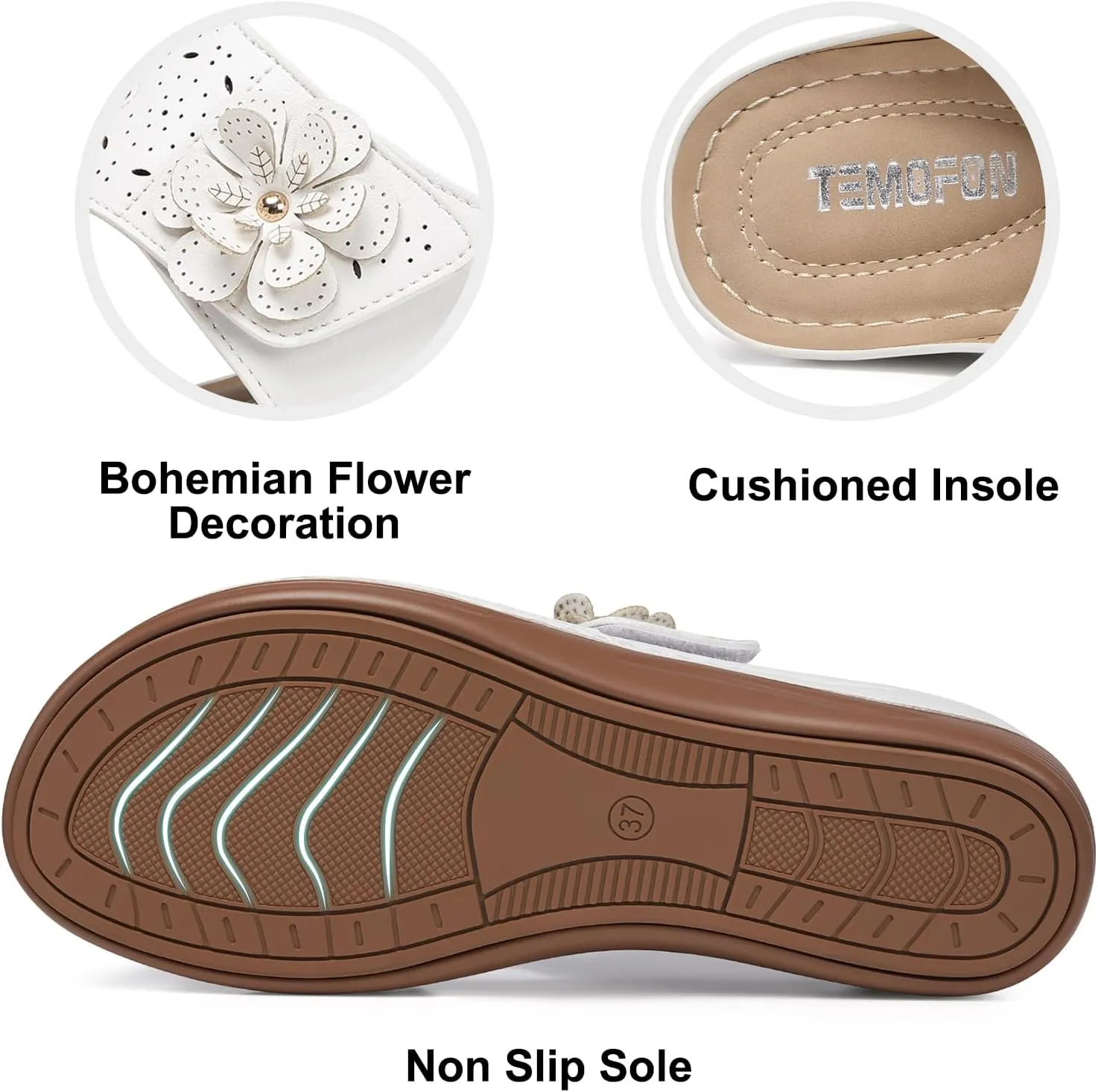 TEMOFON Flip Flops for Women Dressy: Comfortable Walking Summer Sandals Woman 2025 - Slip On Split Toed Thong Sandal