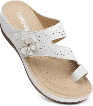 TEMOFON Flip Flops for Women Dressy: Comfortable Walking Summer Sandals Woman 2025 - Slip On Split Toed Thong Sandal