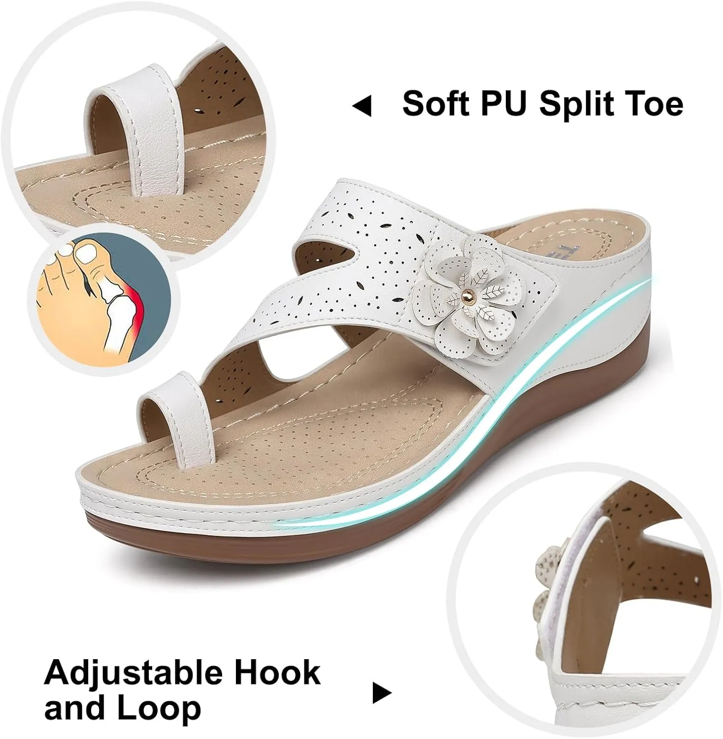TEMOFON Flip Flops for Women Dressy: Comfortable Walking Summer Sandals Woman 2025 - Slip On Split Toed Thong Sandal