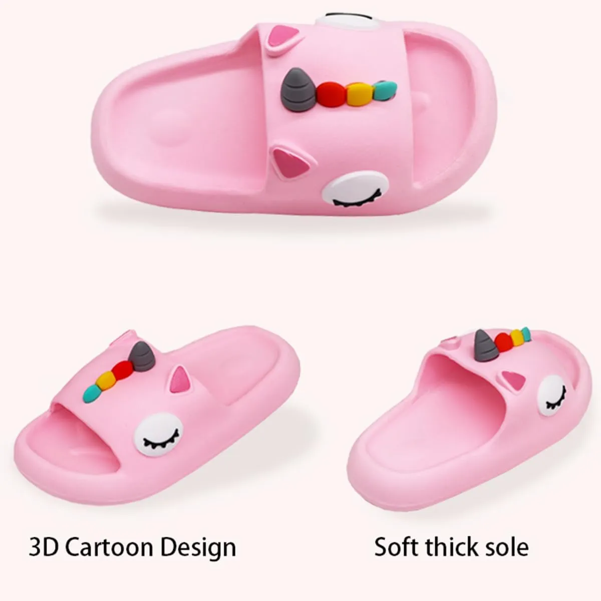 Toddler Little Kids Slides Sandals Unicorn Shark Bunny Beach Pool Shower Slides Anti-Skid Home Bath Slippers Cute Summer Outdoor Shoes for Girls and Boys
